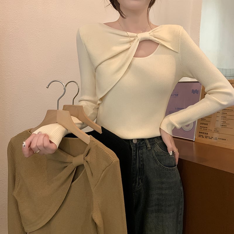 【tops】カットワークニットトップス　M25410