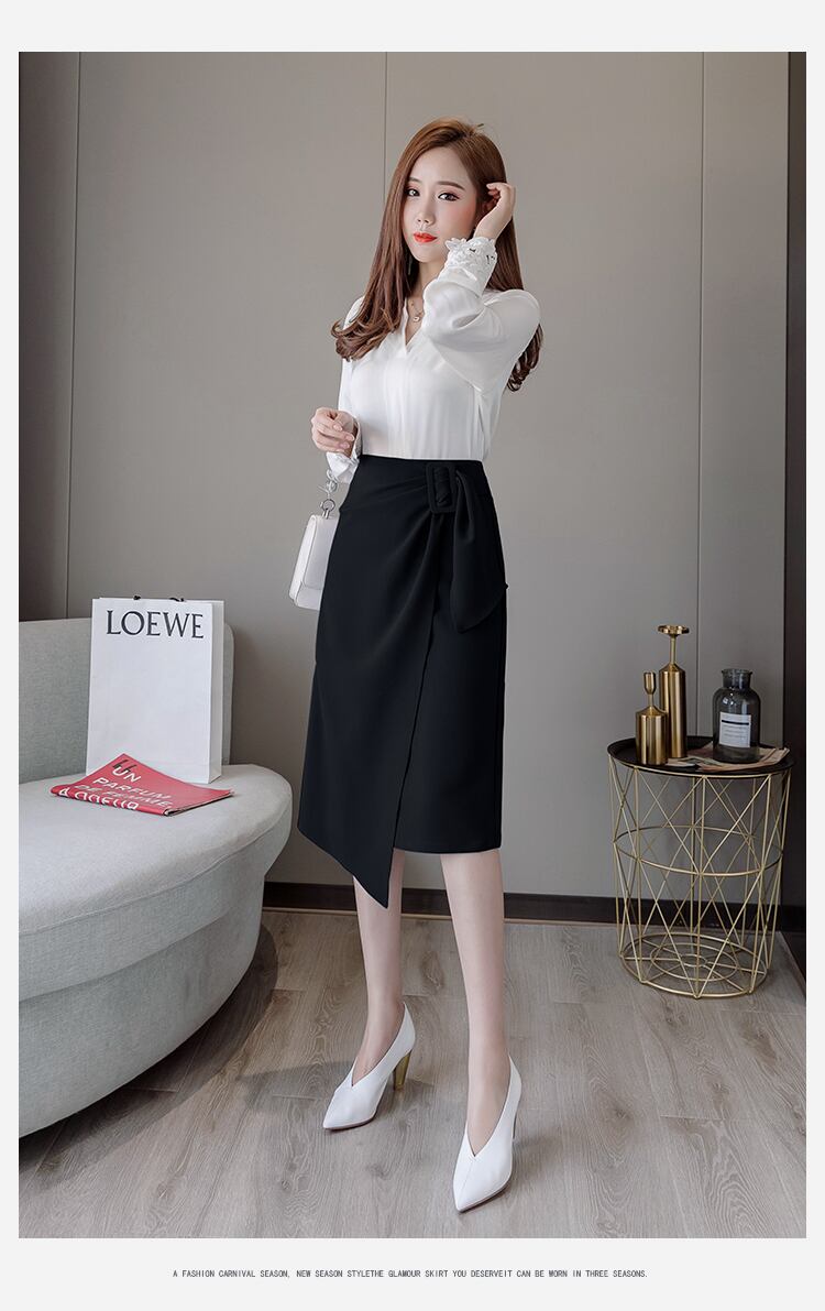 【bottoms】エレガント無地気質満点レディースファッションスリット不規則Aライン