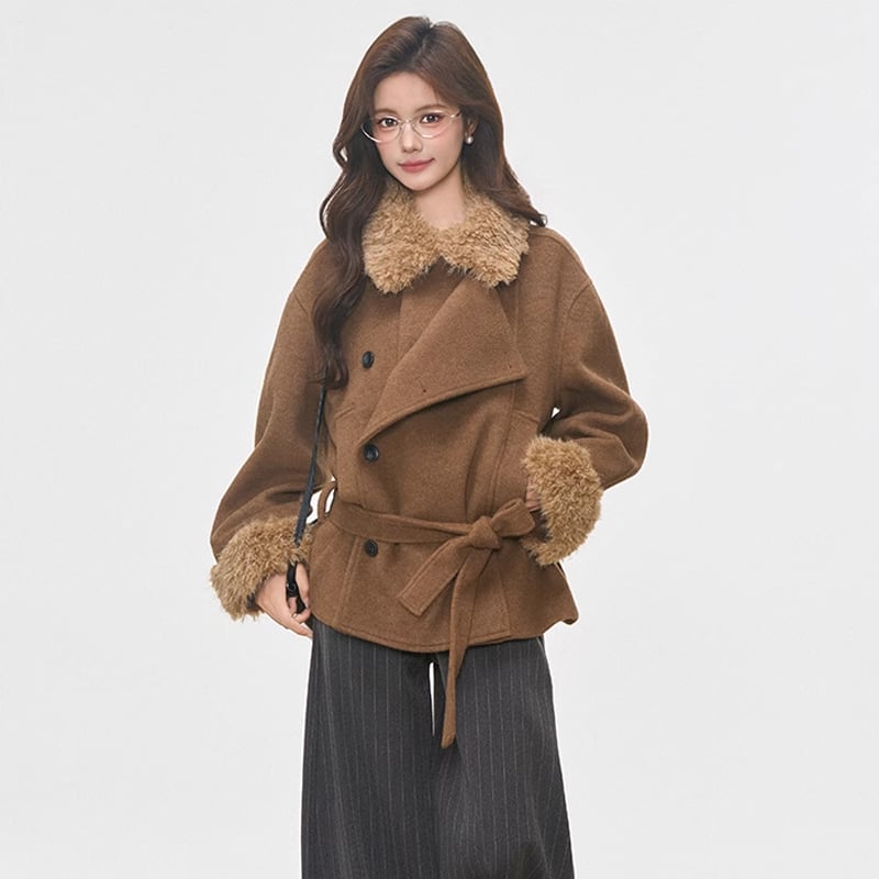 【outer】ファー付きラシャコート Q7219