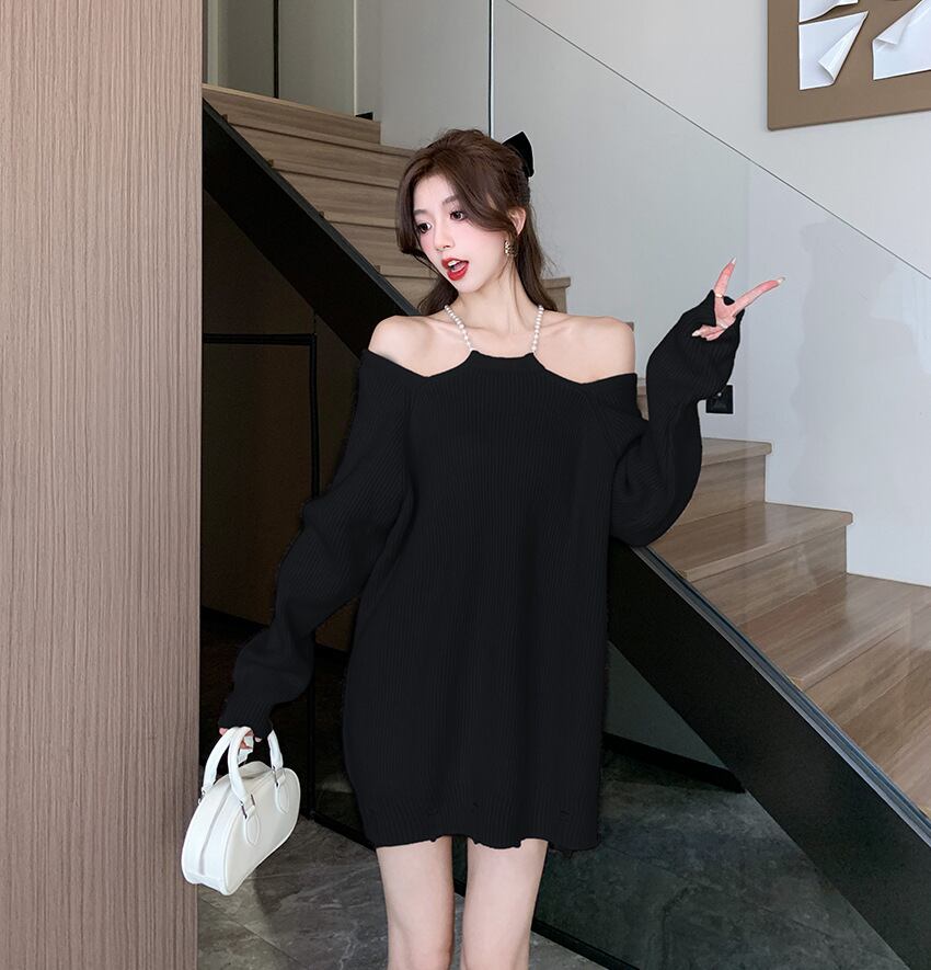 【dress】オフショルダーニットワンピース　M18621