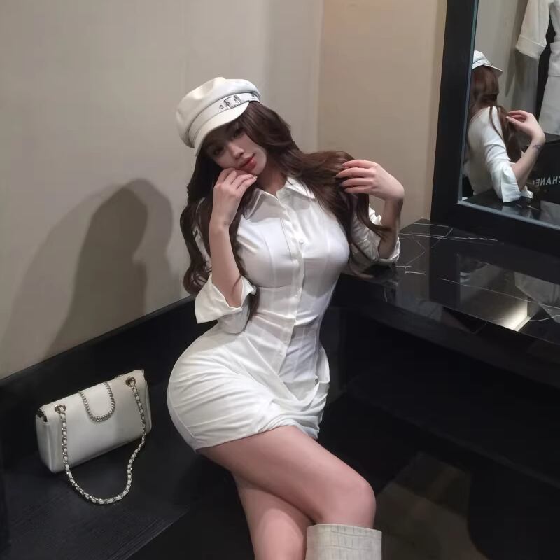 【dress】2色展開タイトシャツワンピース Q7821