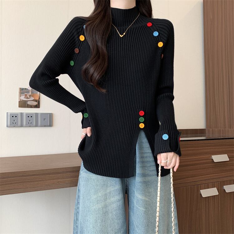 【tops】ボタンデザインニットトップス　M27823