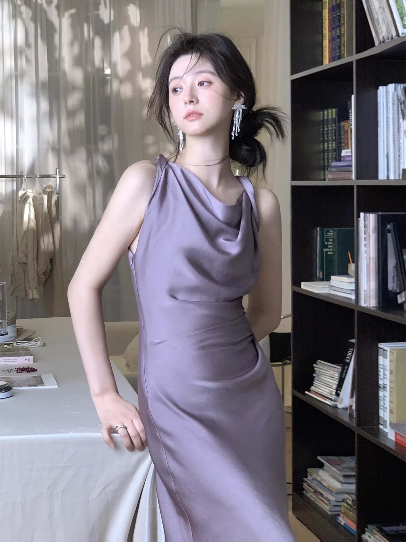 【dress】ノースリーブロングワンピース Q7983