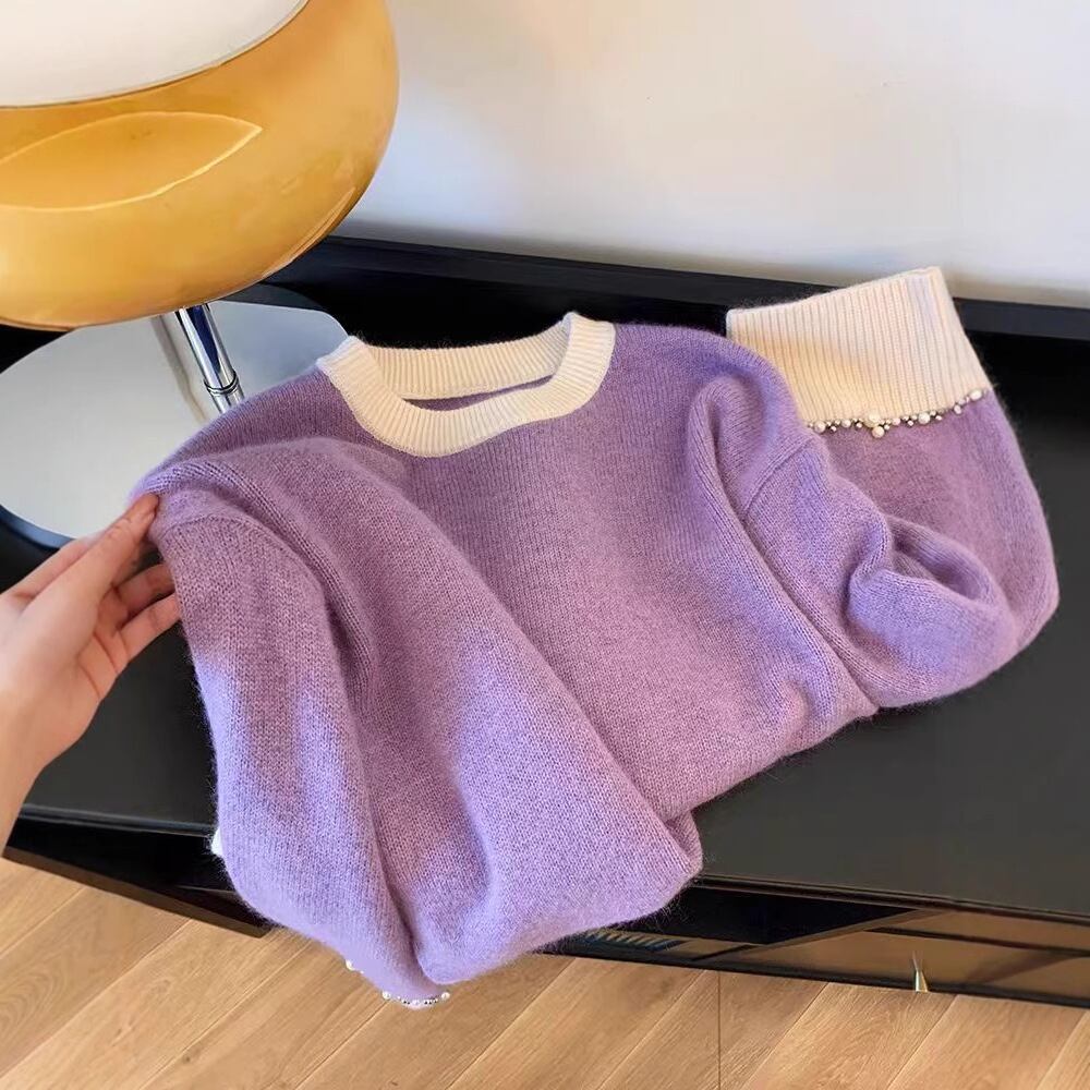 【tops】クルーネックパールニットセーター　M29190