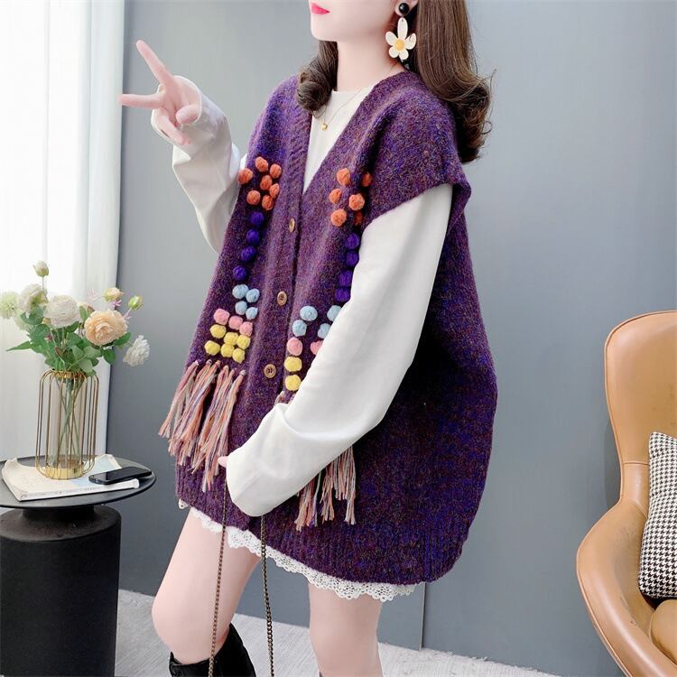 【tops】Vネックニットベスト　M28703
