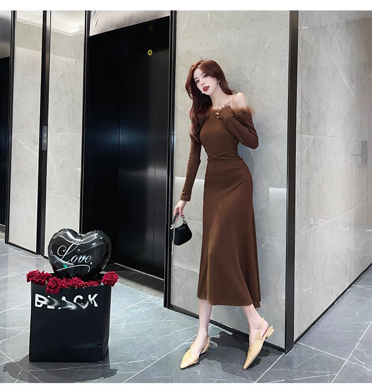 【dress】ファーネックワンピース　M18207