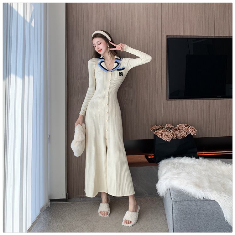 【dress】スリットニットワンピース　M28867