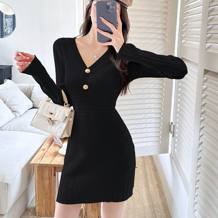 【dress】Vネックワンピース　M26043