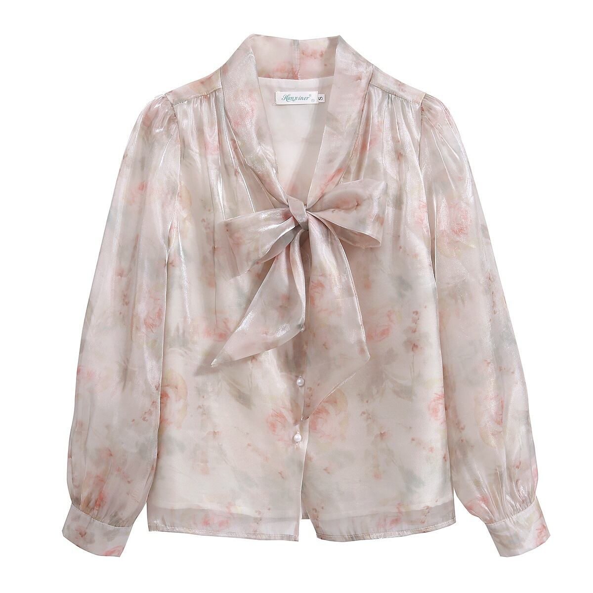 【tops】リボン付きシャツトップス　M18480