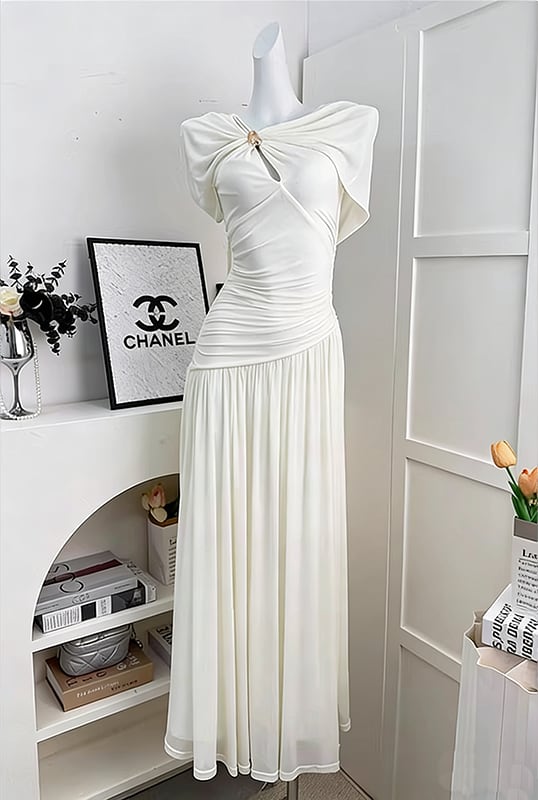 【dress】2wayノースリーブロングギャザーワンピース Q8402