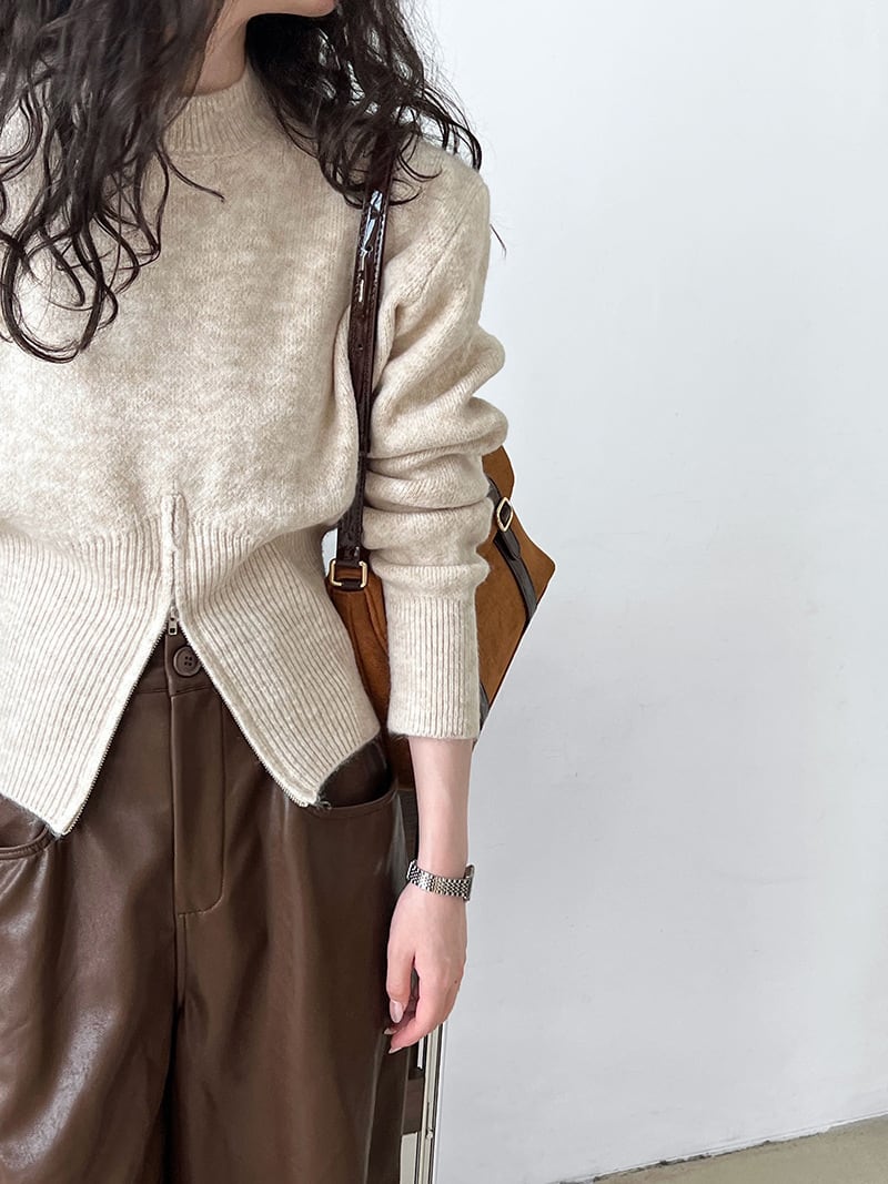 【tops】ファスナーニットプルオーバー　M19197