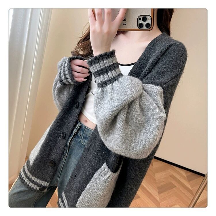 【outer】配色切り替えニットカーデ　M27503