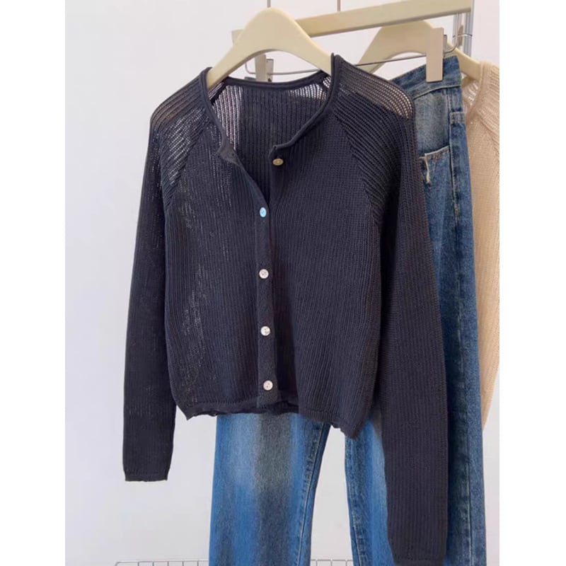 【outer】カットワークニットカーデ　M25592