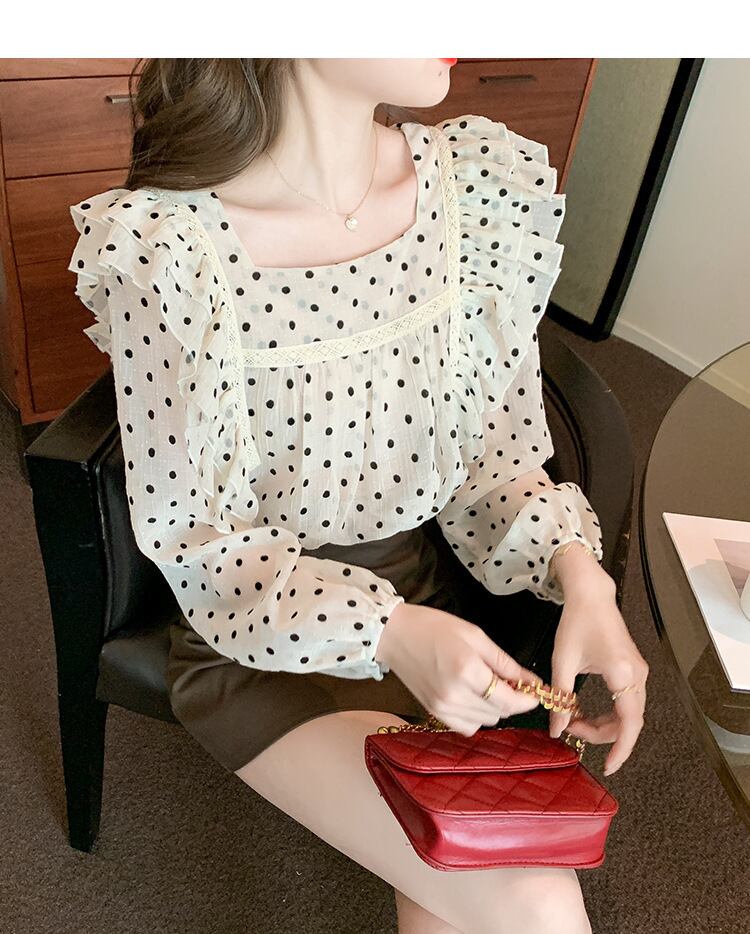 【tops】ドット柄シャツトップス　M28606
