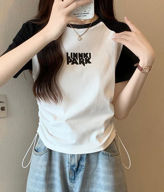 【tops】半袖英字柄ＴシャツF7493