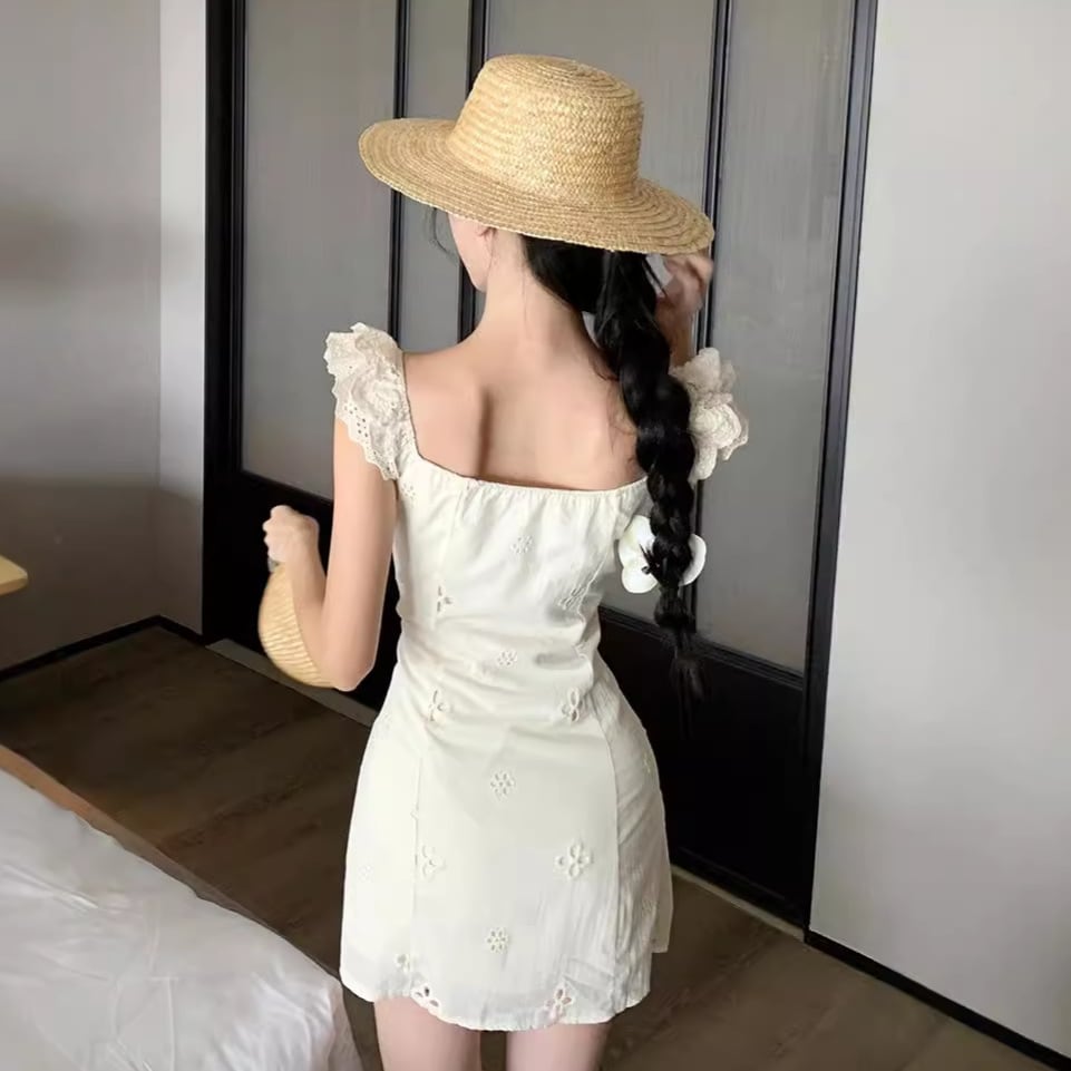【dress】レース切り替えワンピース　M25156