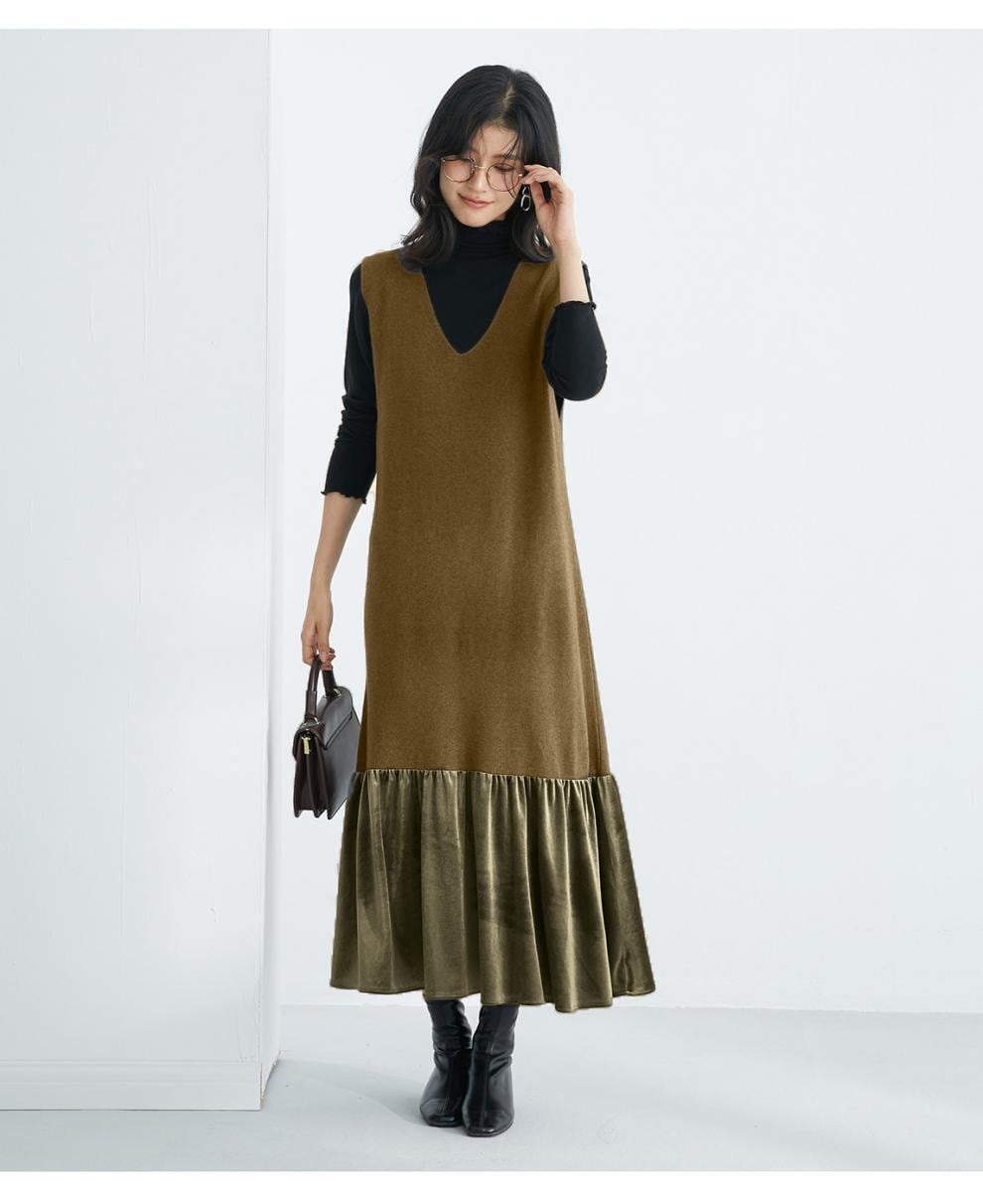 【dress】ドッキングノースリーブワンピース　N2900