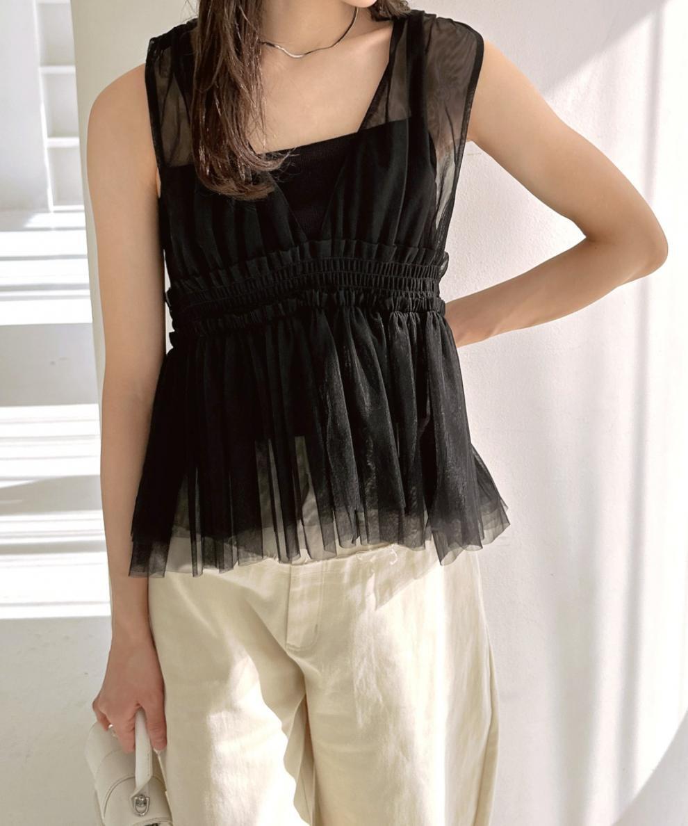 【tops】チュールノースリーブトップス　M29964