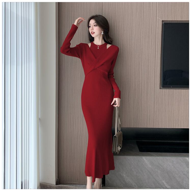 【dress】切り替えニットワンピース　M28022