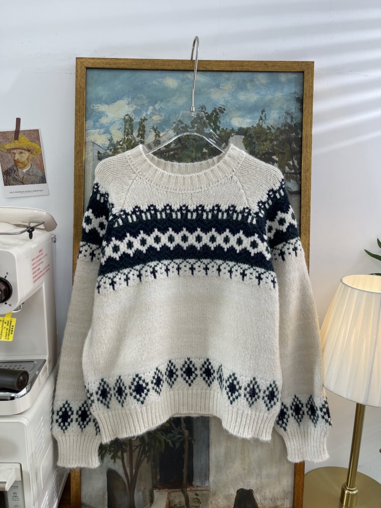 【tops】プリントニットセーター　M27509
