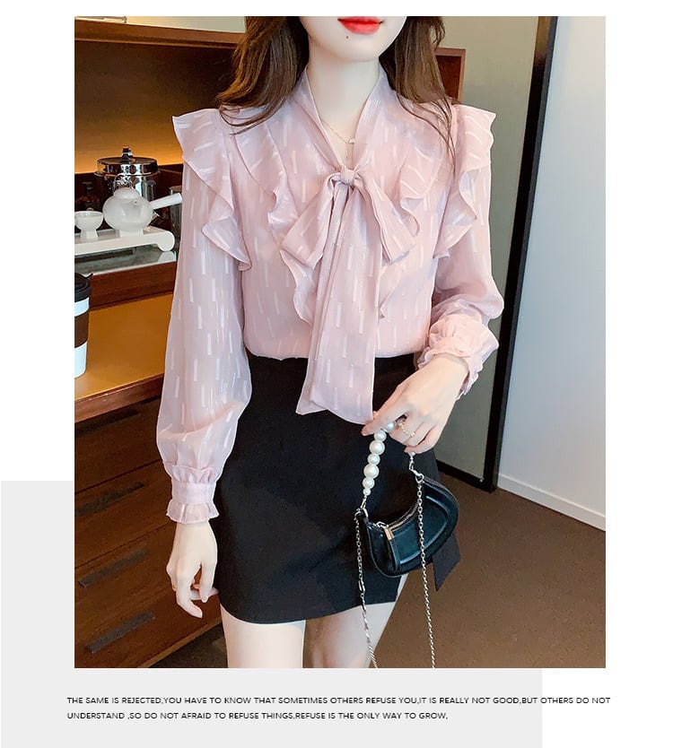 【tops】リボン付きシャツトップス　M25727