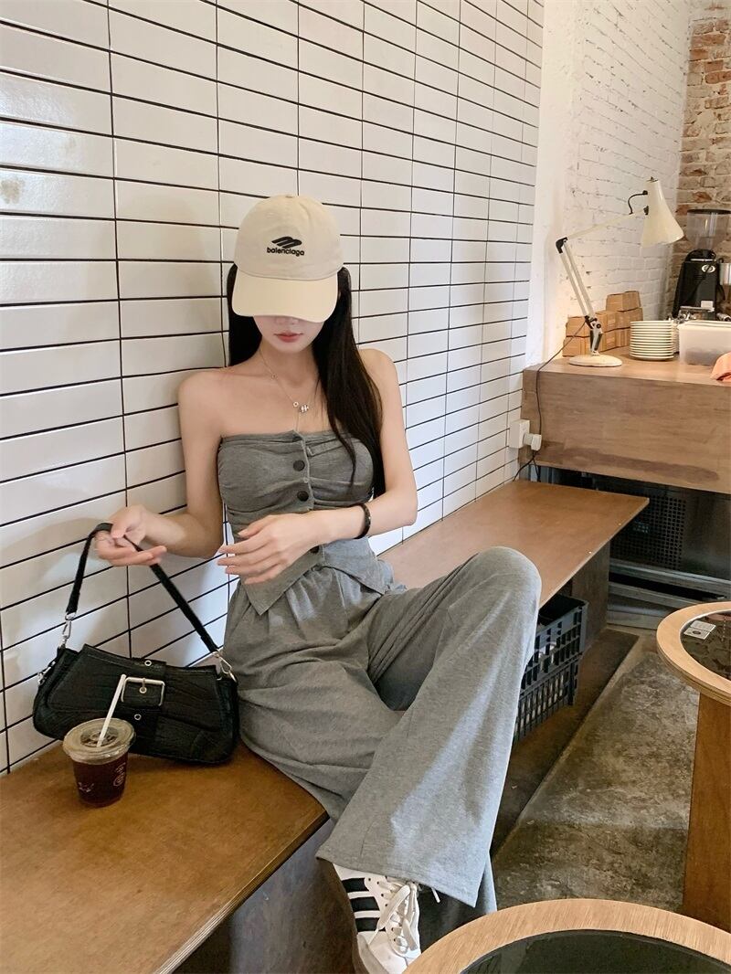 【set】ベアトップ+カジュアルパンツ２点セットG21035