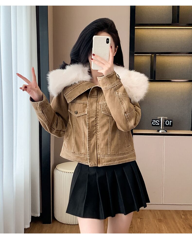 【outer】裹起毛ファーデニムジャケット　M27803