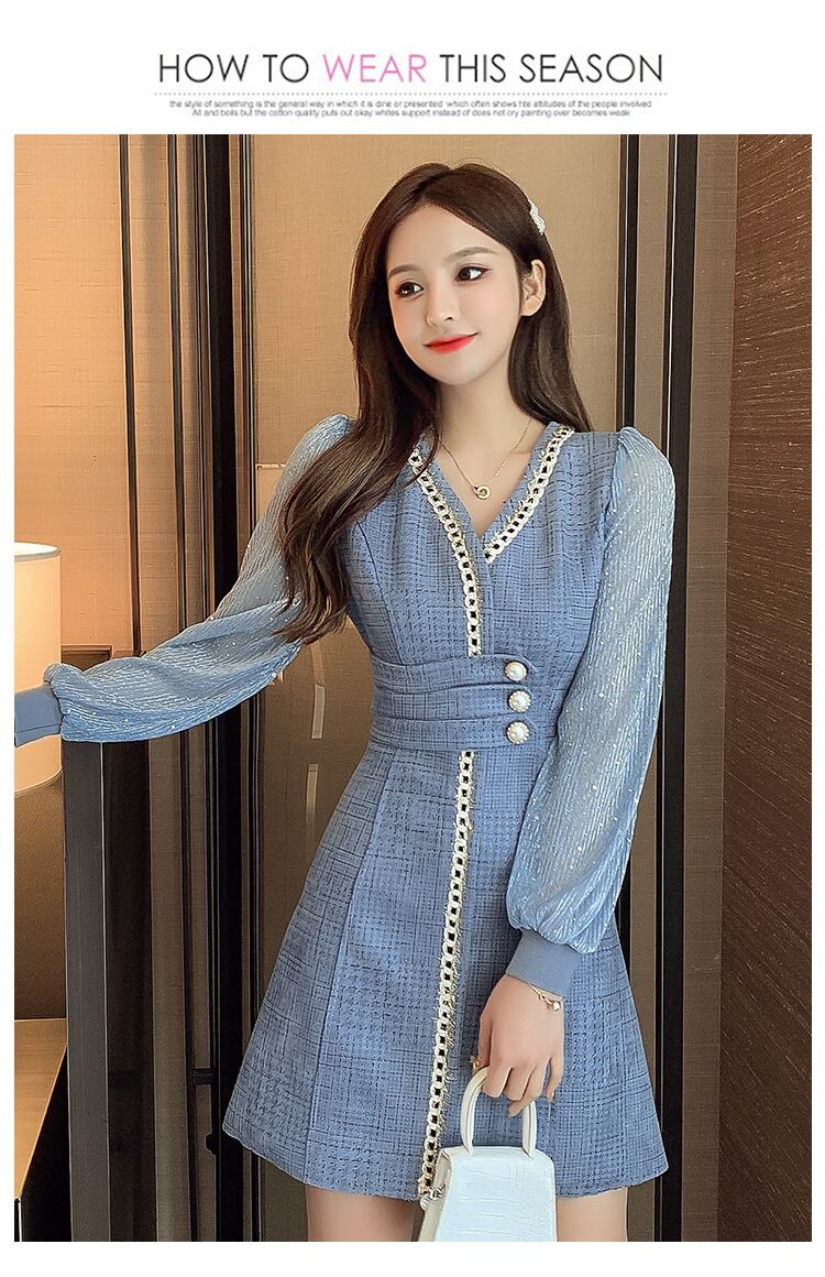 【dress】気質満点春秋スウィート長袖体型カバー着痩せワンピース G1706