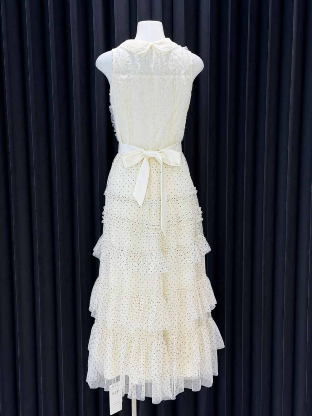 【dress】レースドッキングドットロングワンピース　N3541