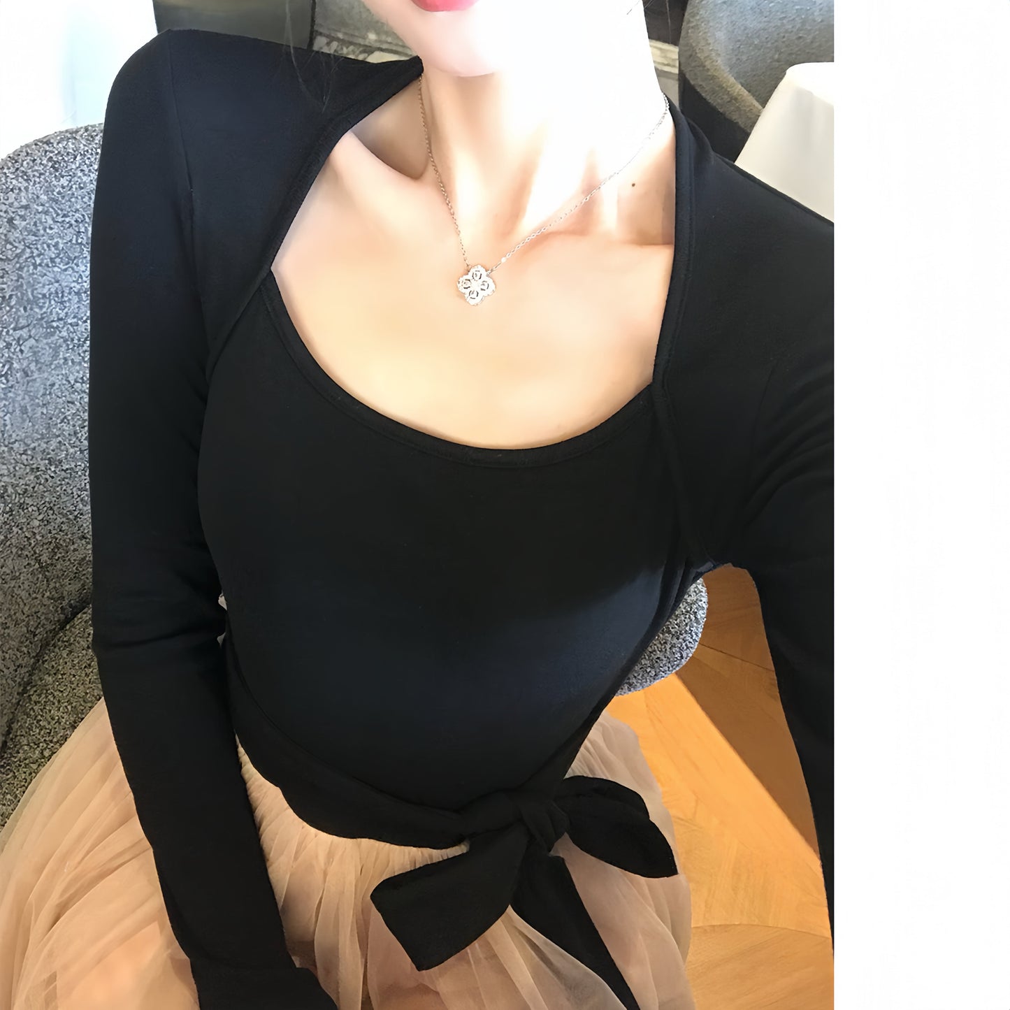 【dress】チュールドッキングロングワンピース　N3439