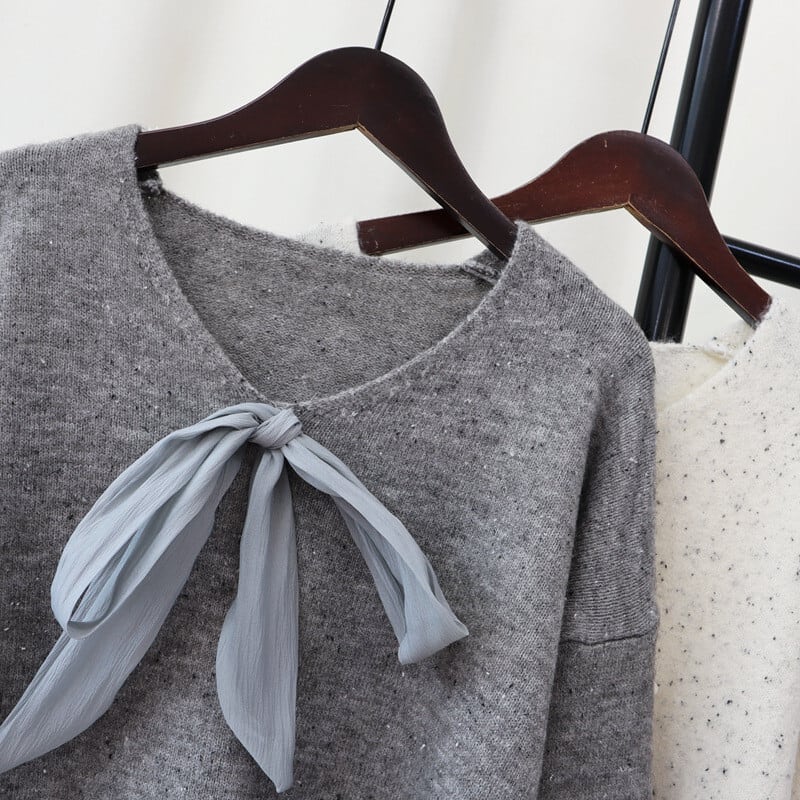 【tops】リボン付きニットセーター　M27598