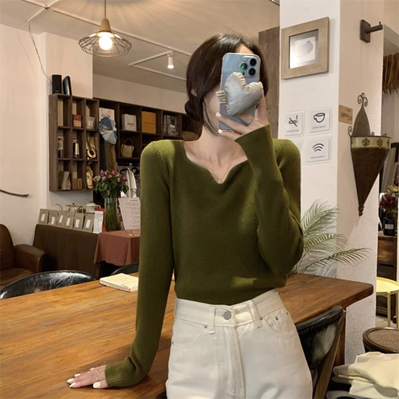 【tops】Vネックニットトップス　M18569