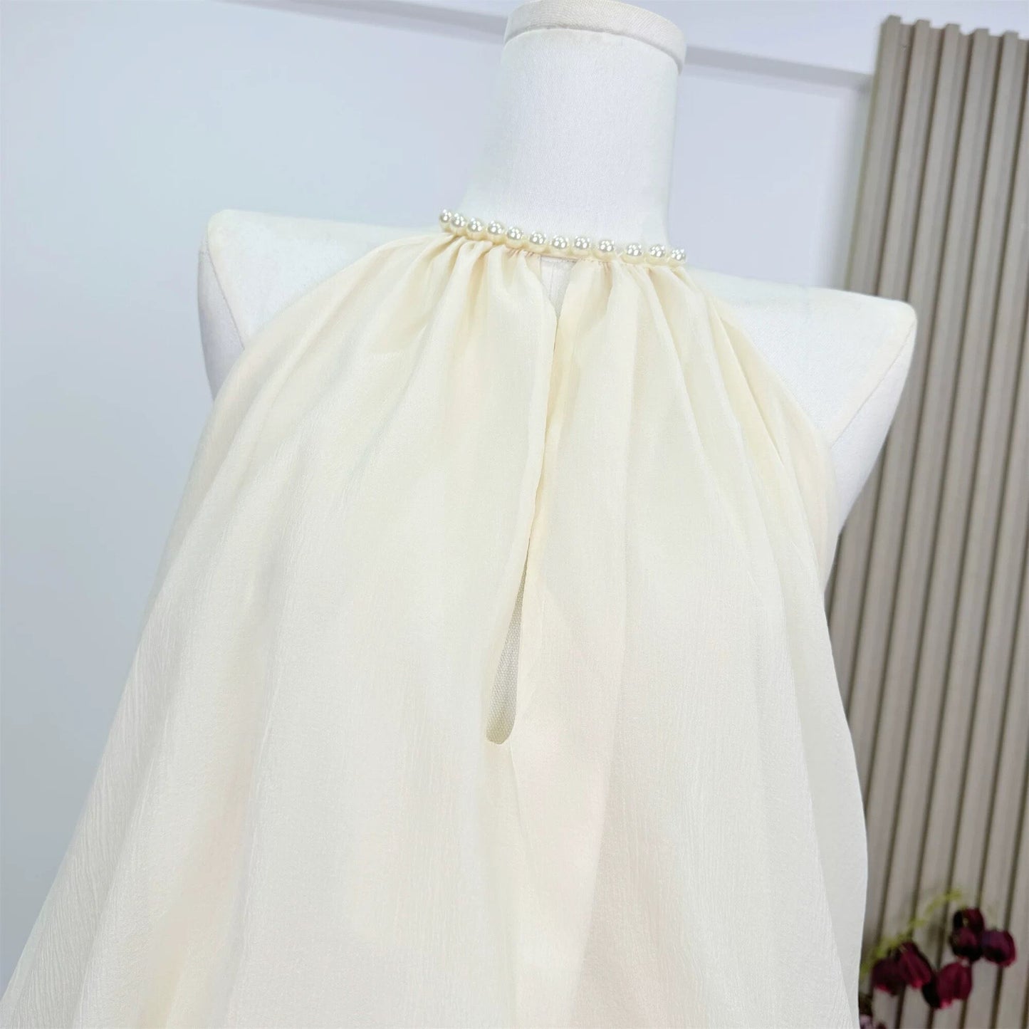 【dress】ホルターネックパールワンピース　M30536