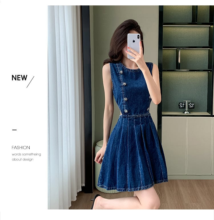 【dress】ノースリーブデニムワンピース　M24160
