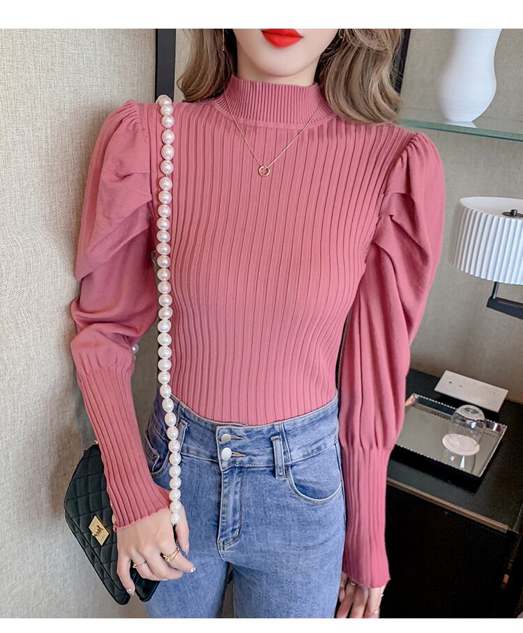 【tops】ランタンスリーブファッションスウィートニットセーター G4497