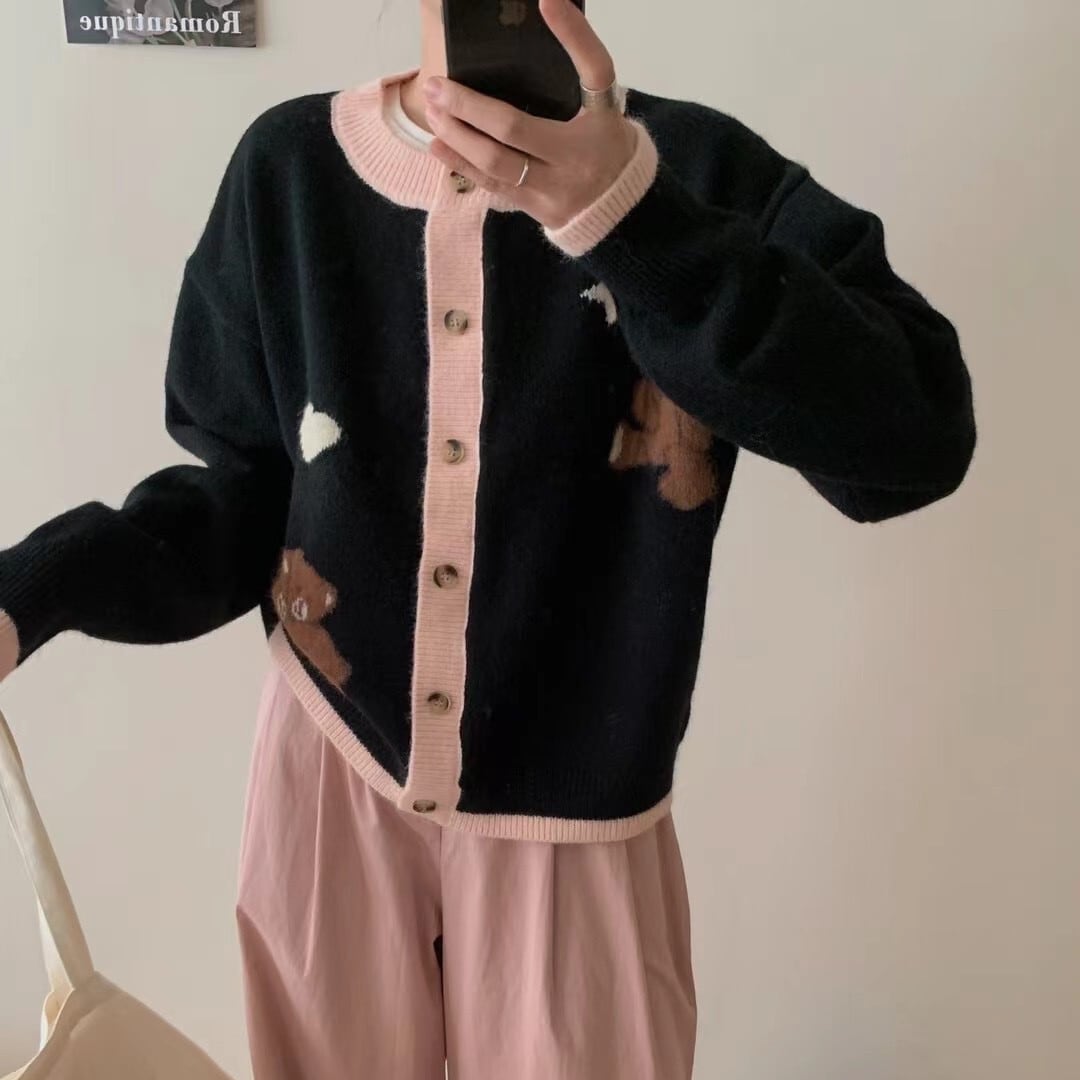 【outer】くまちゃんニットカーデ　M26336