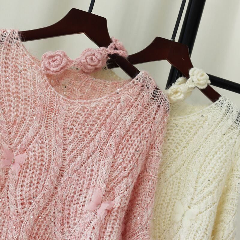 【tops】立体フラワーニットセーター　M28078