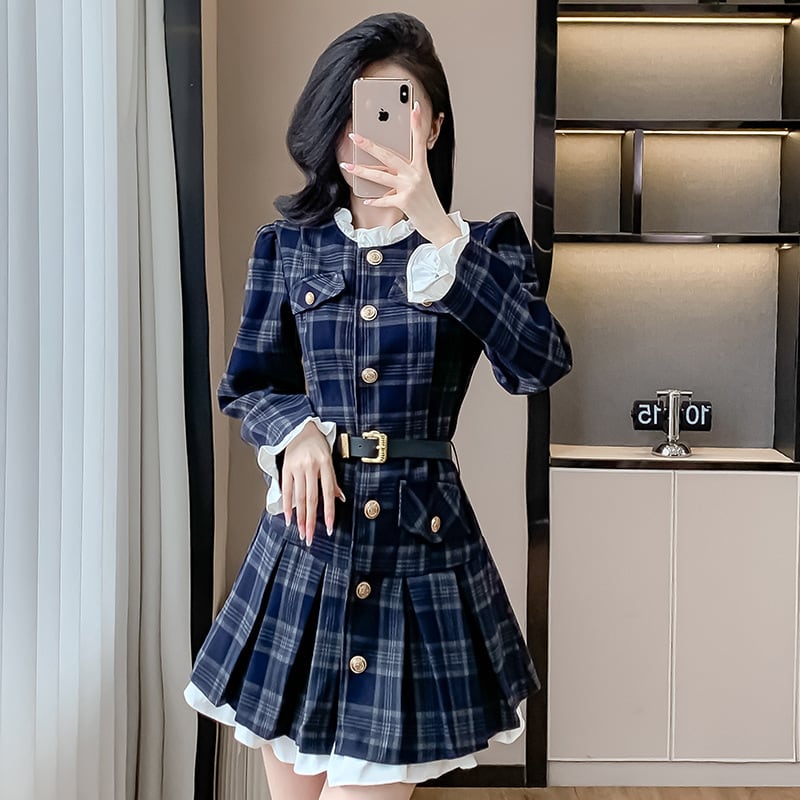 【dress】チェック柄ワンピース　M26178