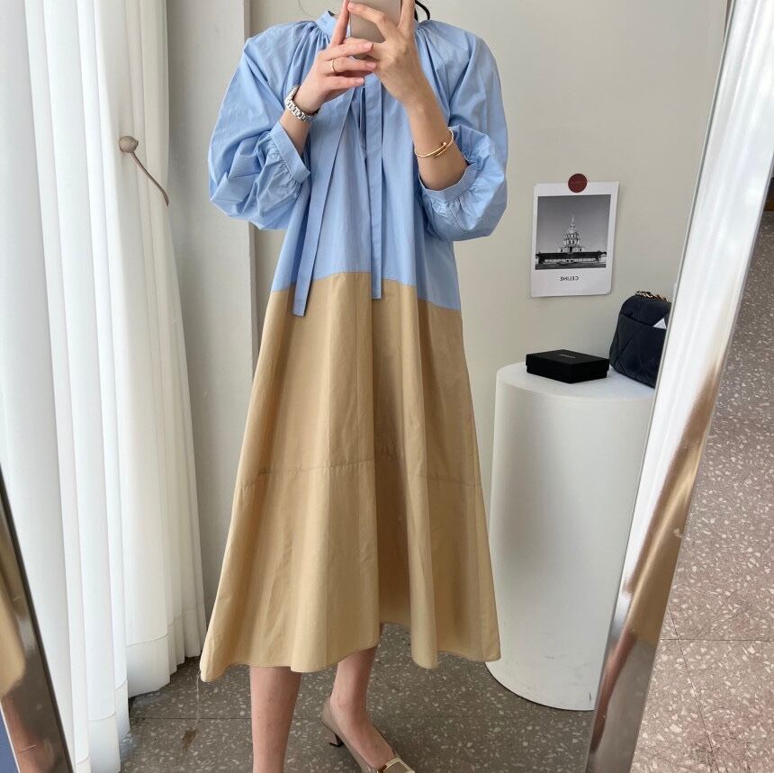 【dress】配色カジュアルワンピース　M18692