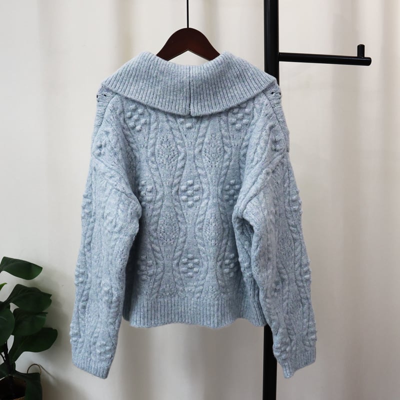 【tops】折り襟ニットセーター　M28582