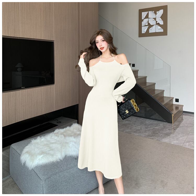 【dress】オフショルダーニットワンピース　M18760