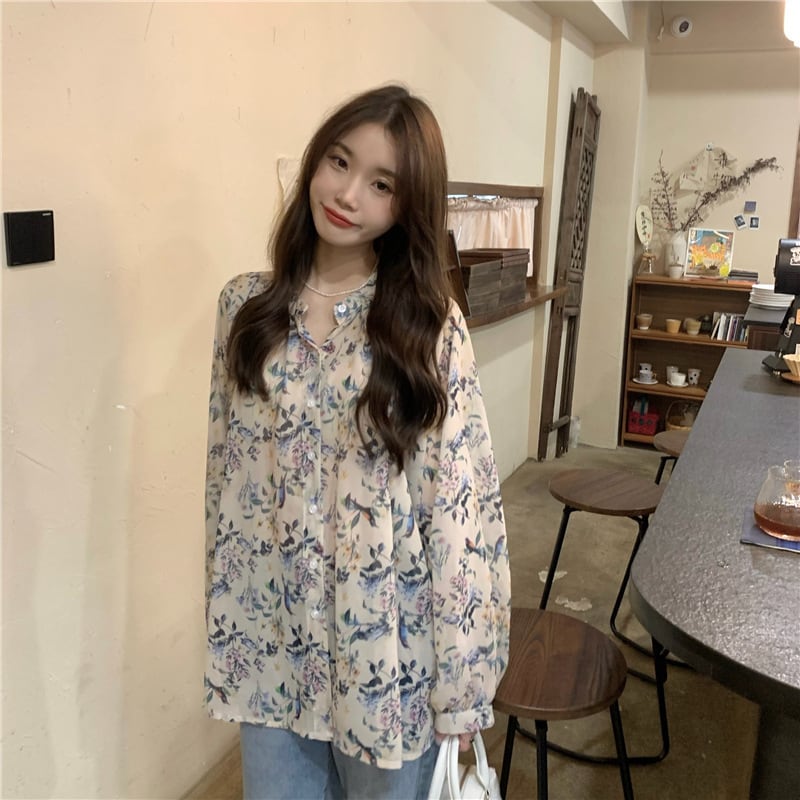 【tops】花柄シャツトップス　M25330