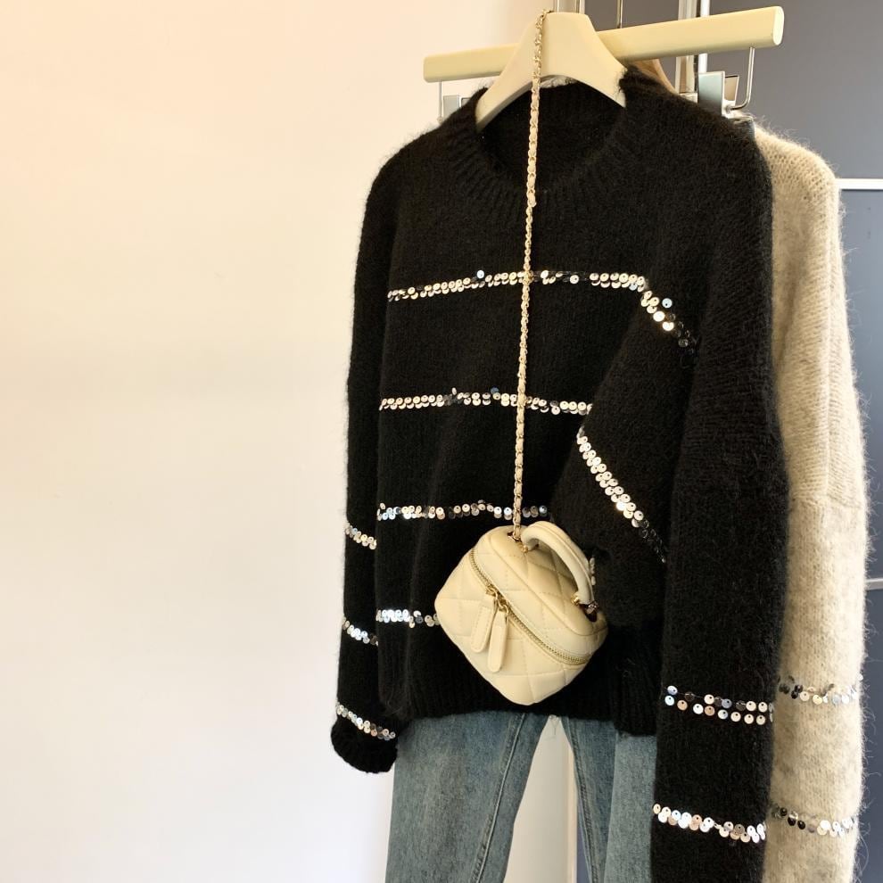 【tops】スパンコールニットセーター　M29252