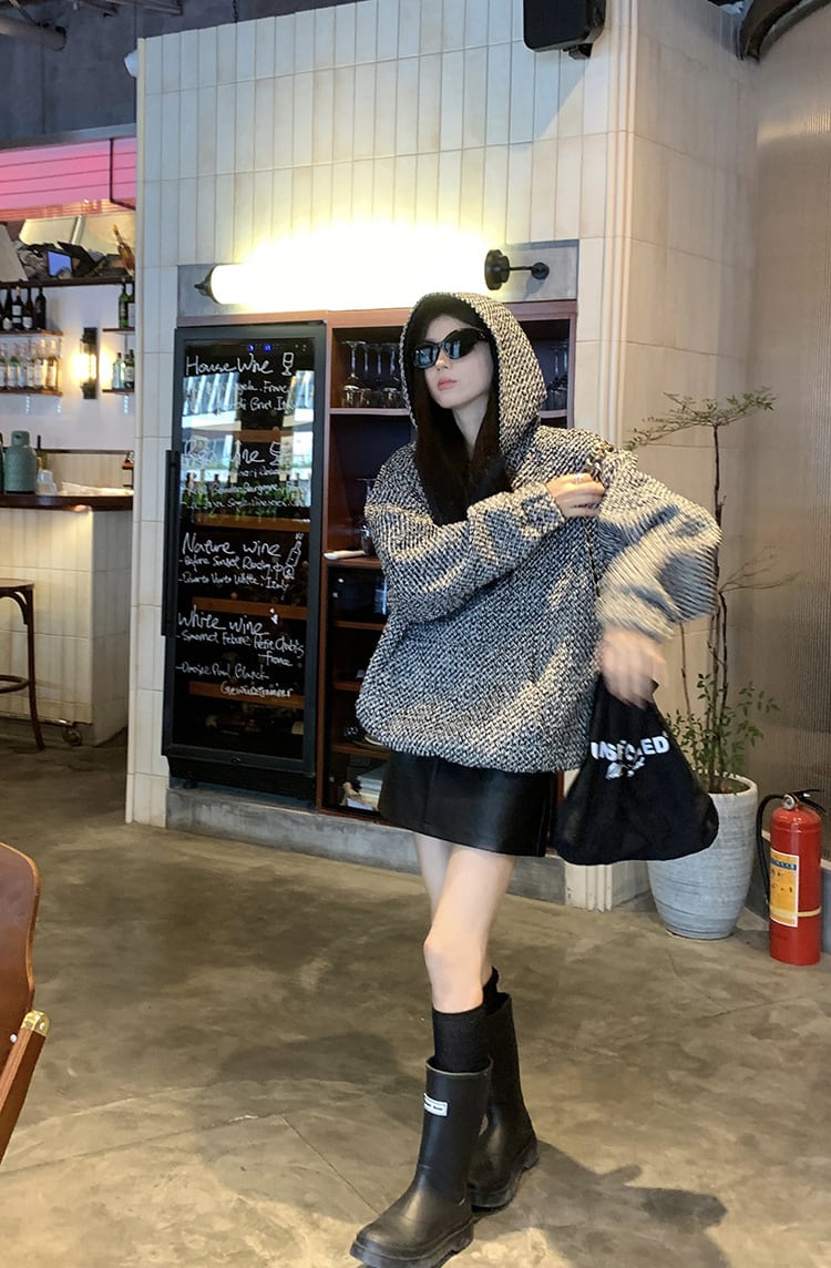 【tops】フード付き厚手パーカーG19985