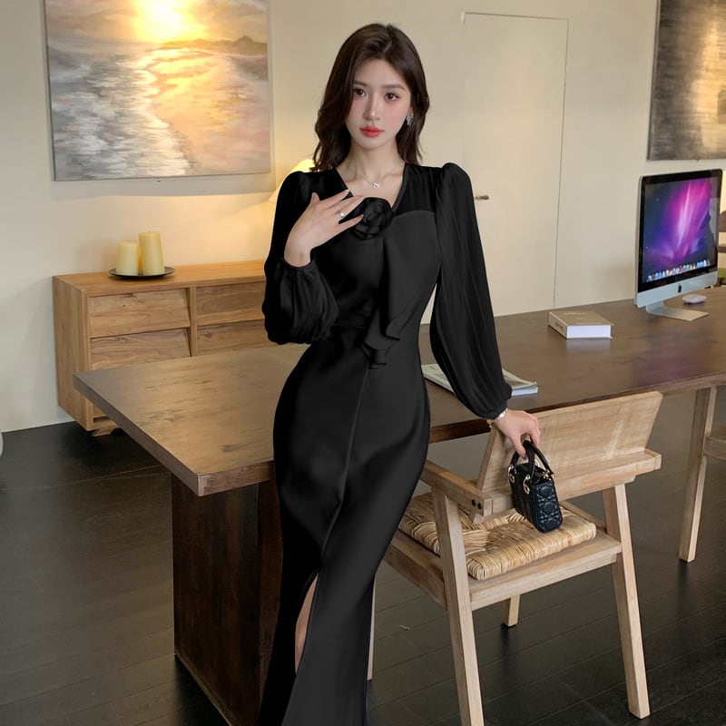 【dress】立体フラワーマーメイドワンピース