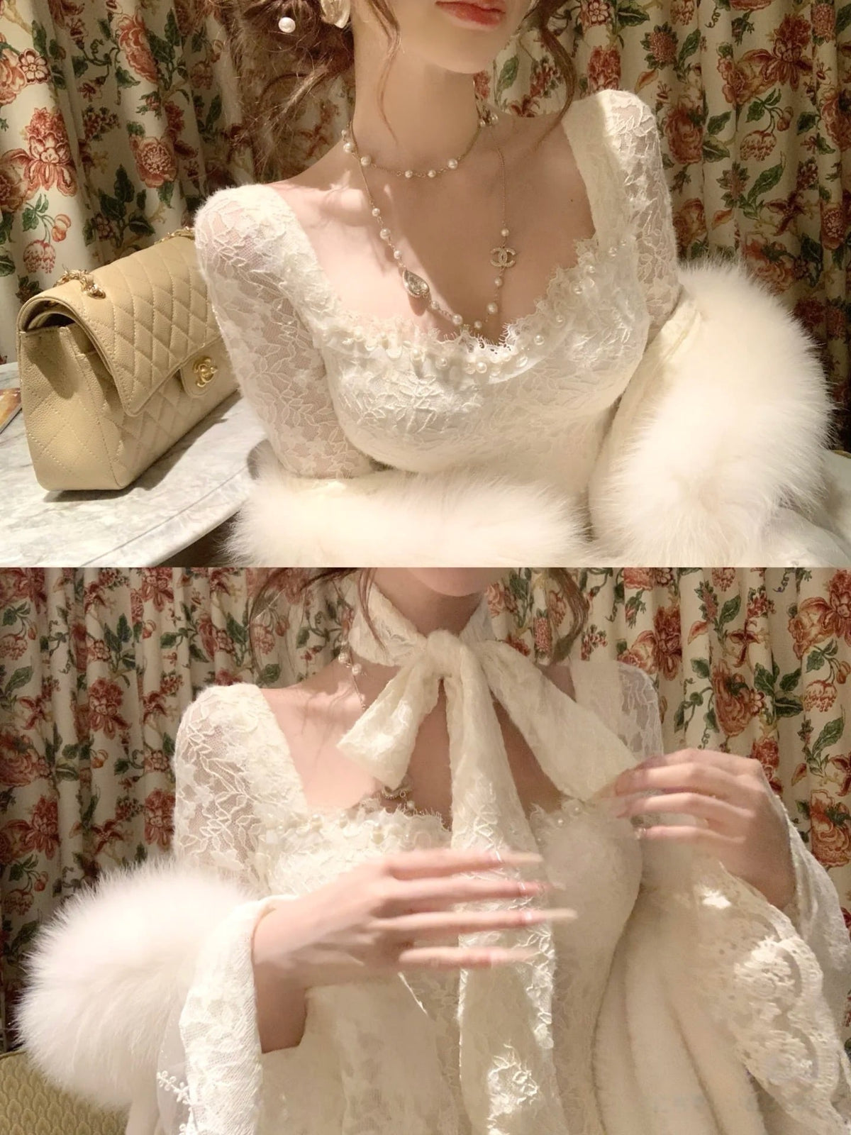 【dress】ベルスリーブマーメイドレースワンピース　N3499