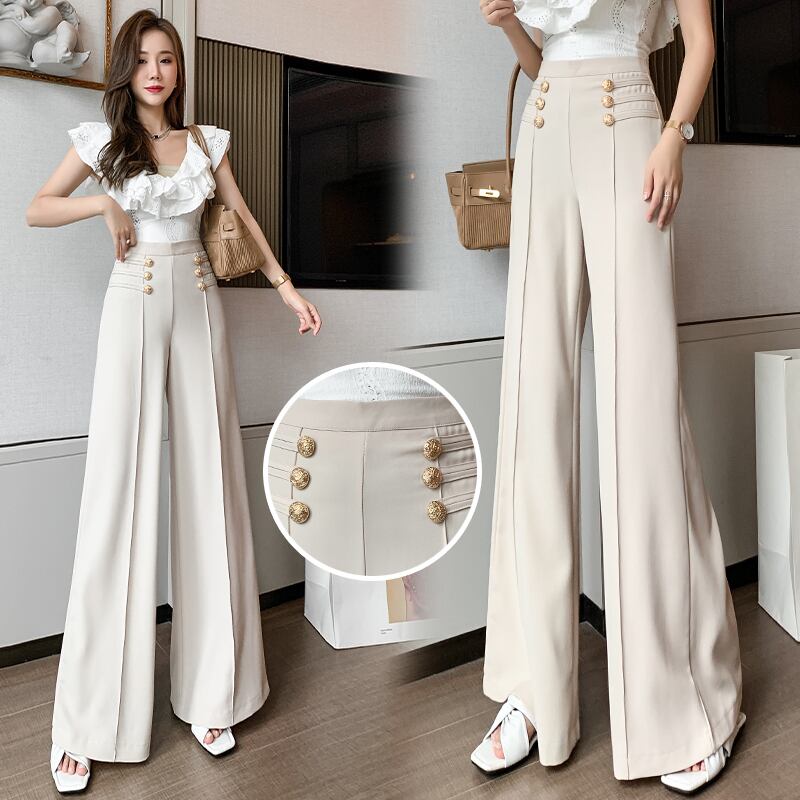 【bottoms】好感度UP!気質満点レトロレディースハイウエスト着痩せスーツガウチョパンツ G6825