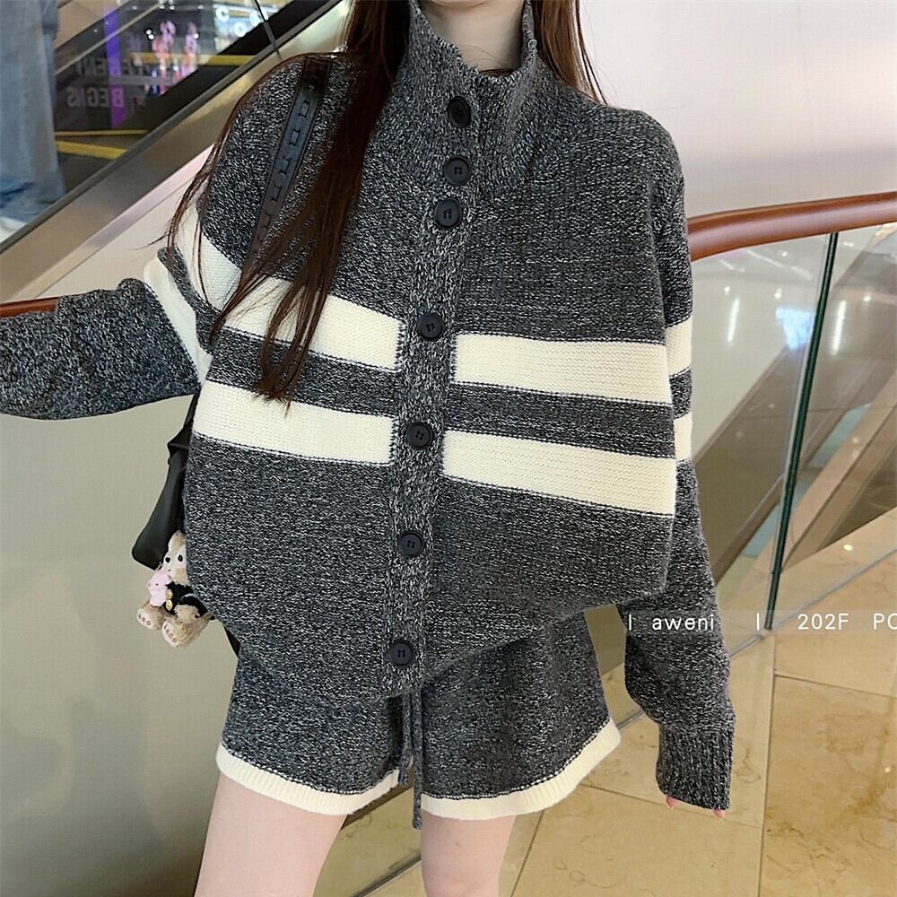 【set】ニットカーデ×ショートパンツセット　M28479