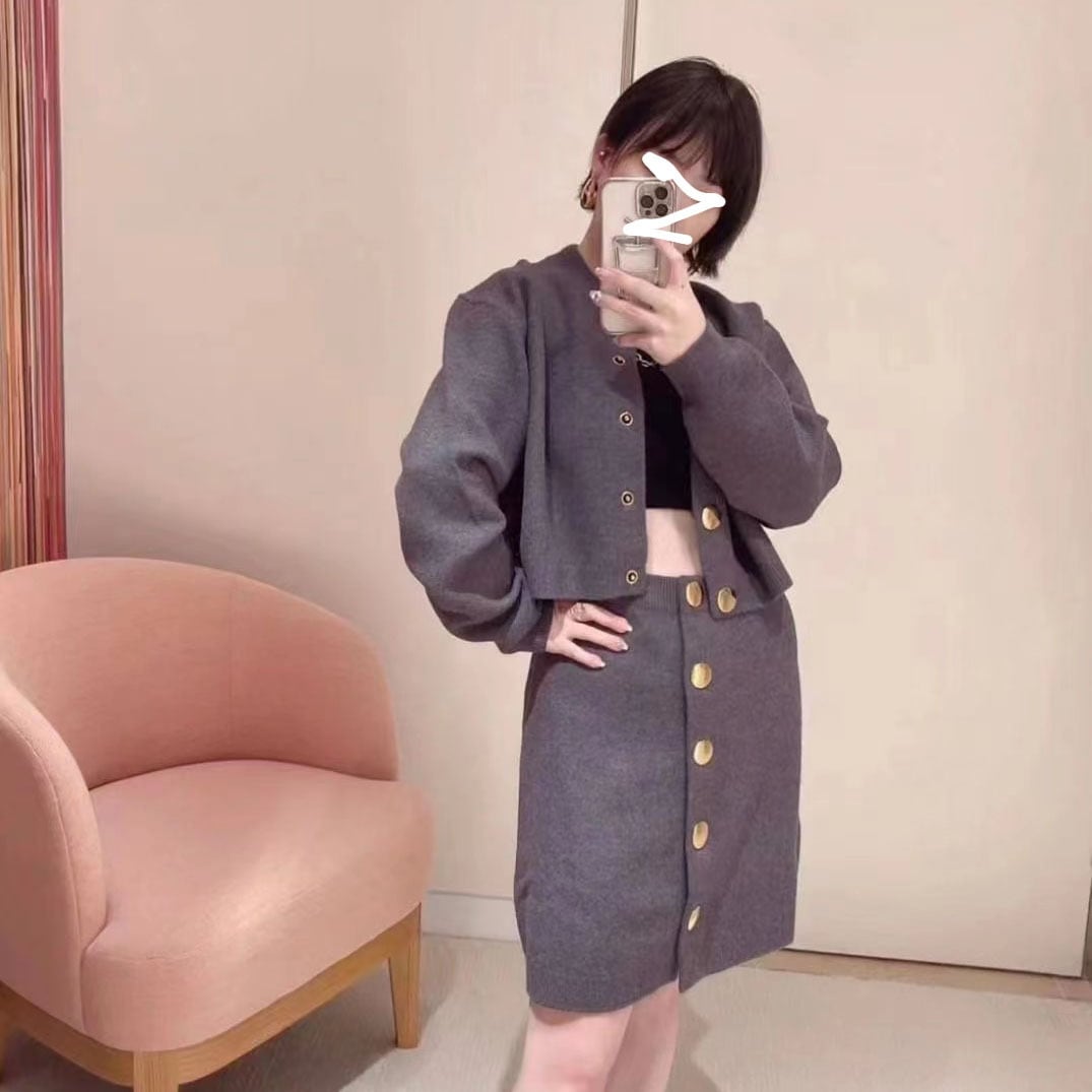 【set】ニットカーデ×スカートセット　M26310