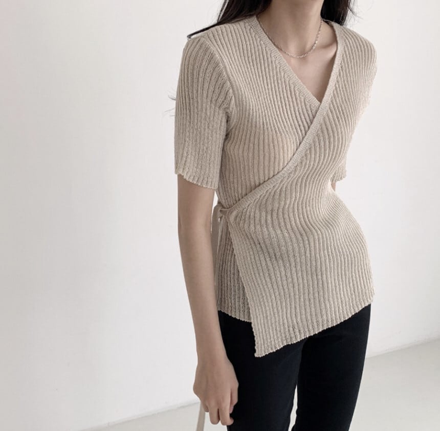 【tops】VネックニットトップスG21048